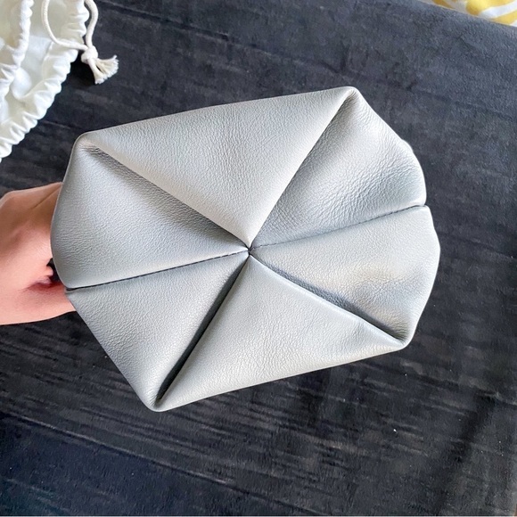 Mansur Gavriel Bag Mini Bloom Tumbled Leather Pouch Crossbody Stone NWOT - Picture 3 of 10